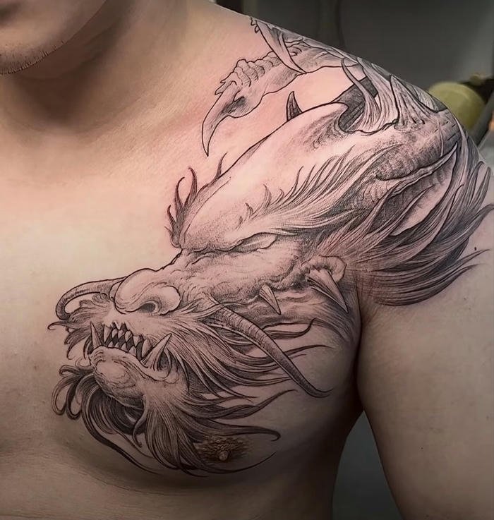 hình xăm đầu rồng nghệ thuật nam