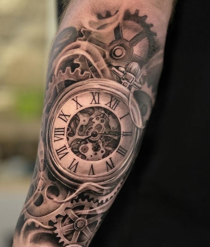 hình xăm đồng hồ nam đẹp mắt và tinh tế