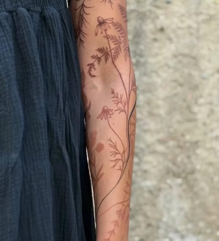 hình xăm lá cây full tay