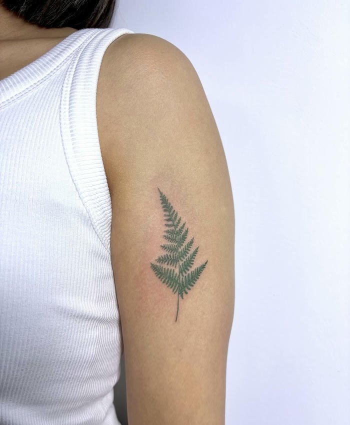 hình xăm lá cây ở bắp tay