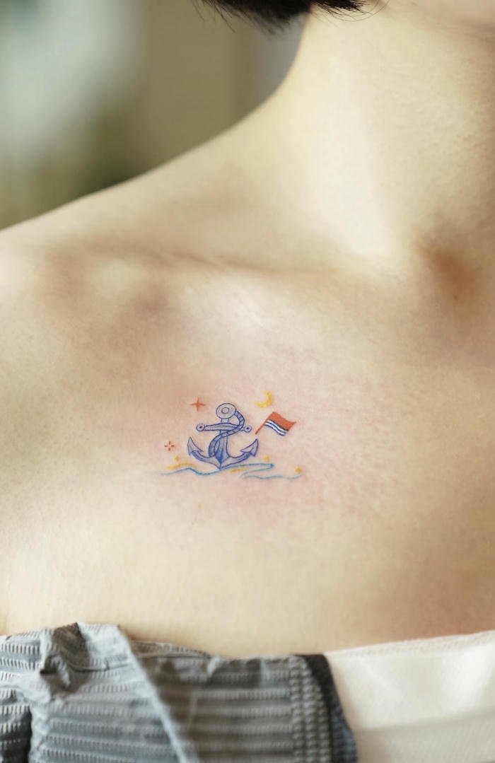 hình xăm mỏ neo nữ đẹp