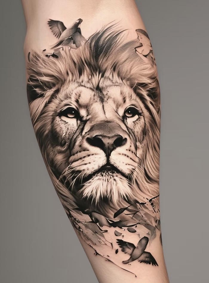 hình xăm sư tử nam phong cách hoàng gia hình xăm sư tử nam phong cách hoàng gia