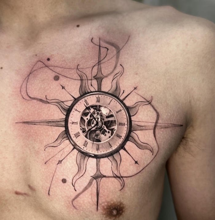 mẫu hình xăm đồng hồ nam hiện đại và sáng tạo