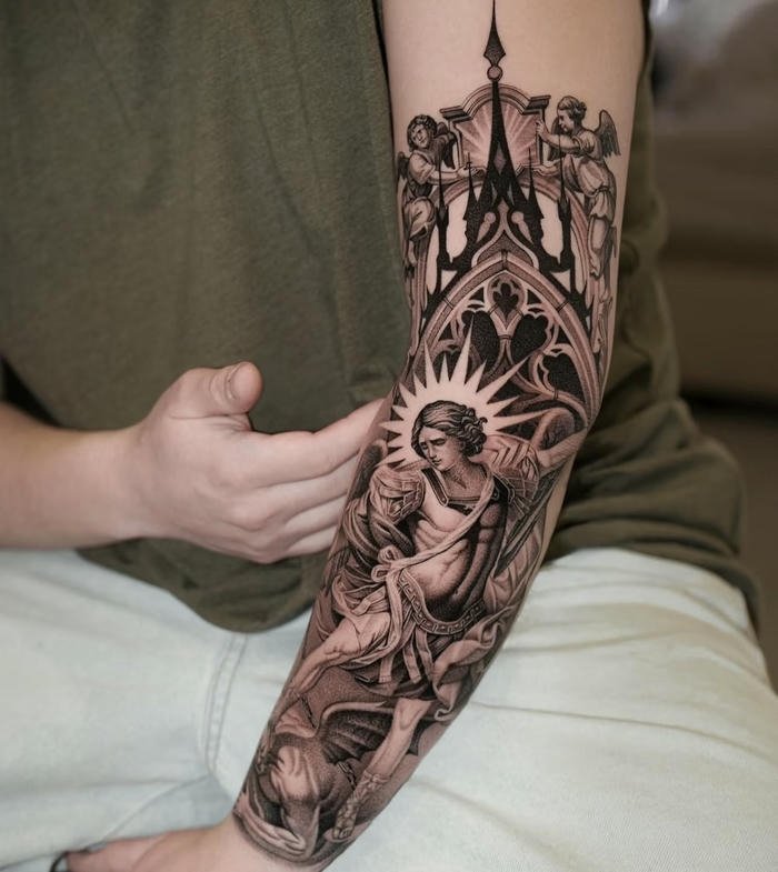 mẫu tattoo chiến binh nam hiện đại