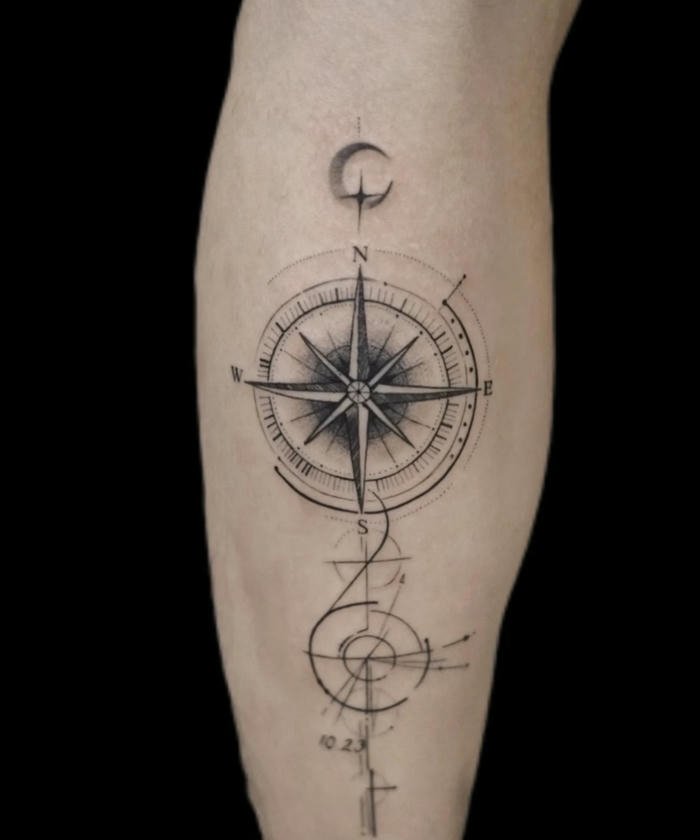 mẫu tattoo la bàn nam nghệ thuật đẹp