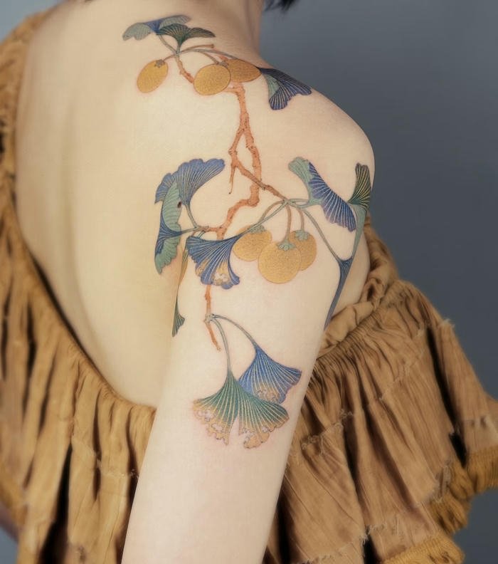 những hình ảnh xăm lá cây và quả