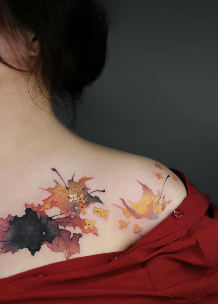 những hình xăm lá cây đẹp và nhẹ nhàng