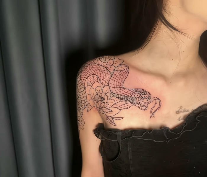 những hình xăm rắn trên vai cho nữ
