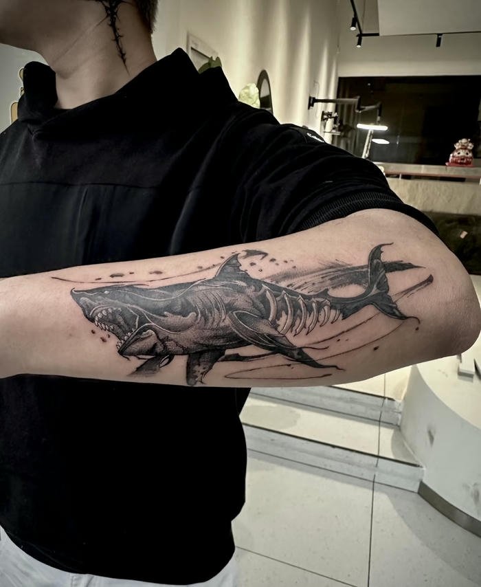 tattoo cá mập đầy nghệ thuật nam