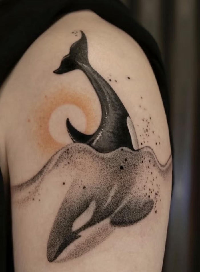 tattoo cá mập mini độc đáo nam