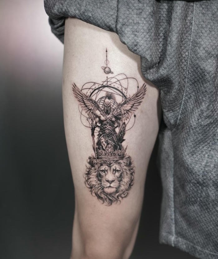 tattoo chiến binh nam phong thái mạnh mẽ