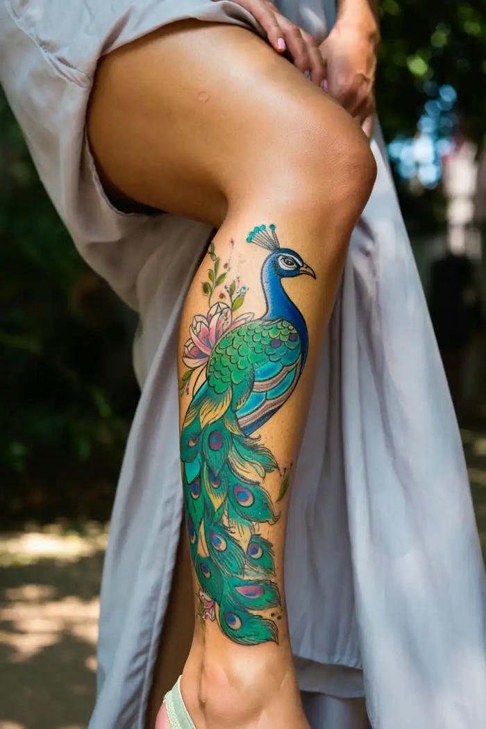 tattoo chim công ở chân tattoo chim công ở chân