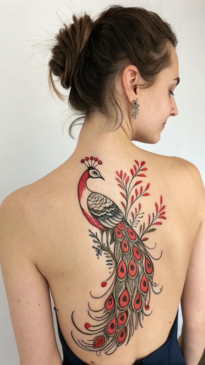 tattoo chim công sau lưng tattoo chim công sau lưng