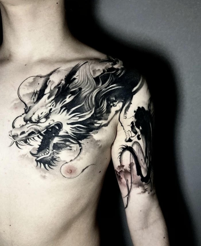tattoo đầu rồng nhỏ phong cách nam