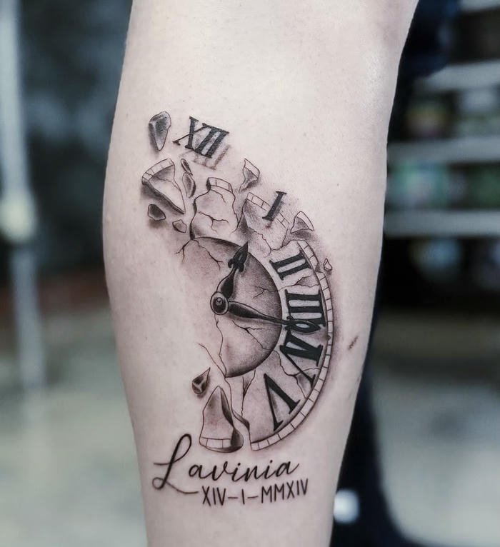 tattoo đồng hồ nam mang phong thái mạnh mẽ