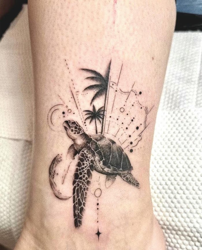 tattoo rùa mini phong cách nam