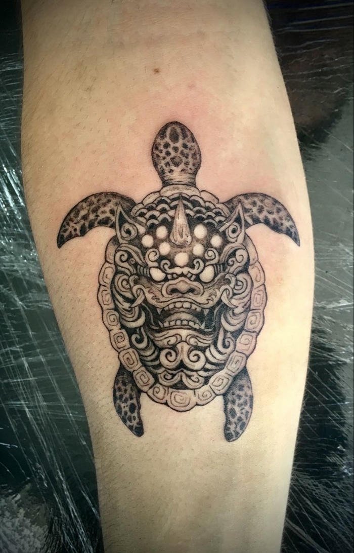 tattoo rùa phong cách hiện đại nam