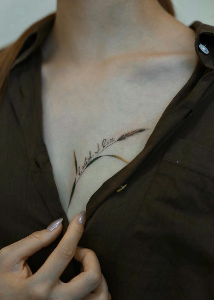 xăm hình cây cỏ ở ngực